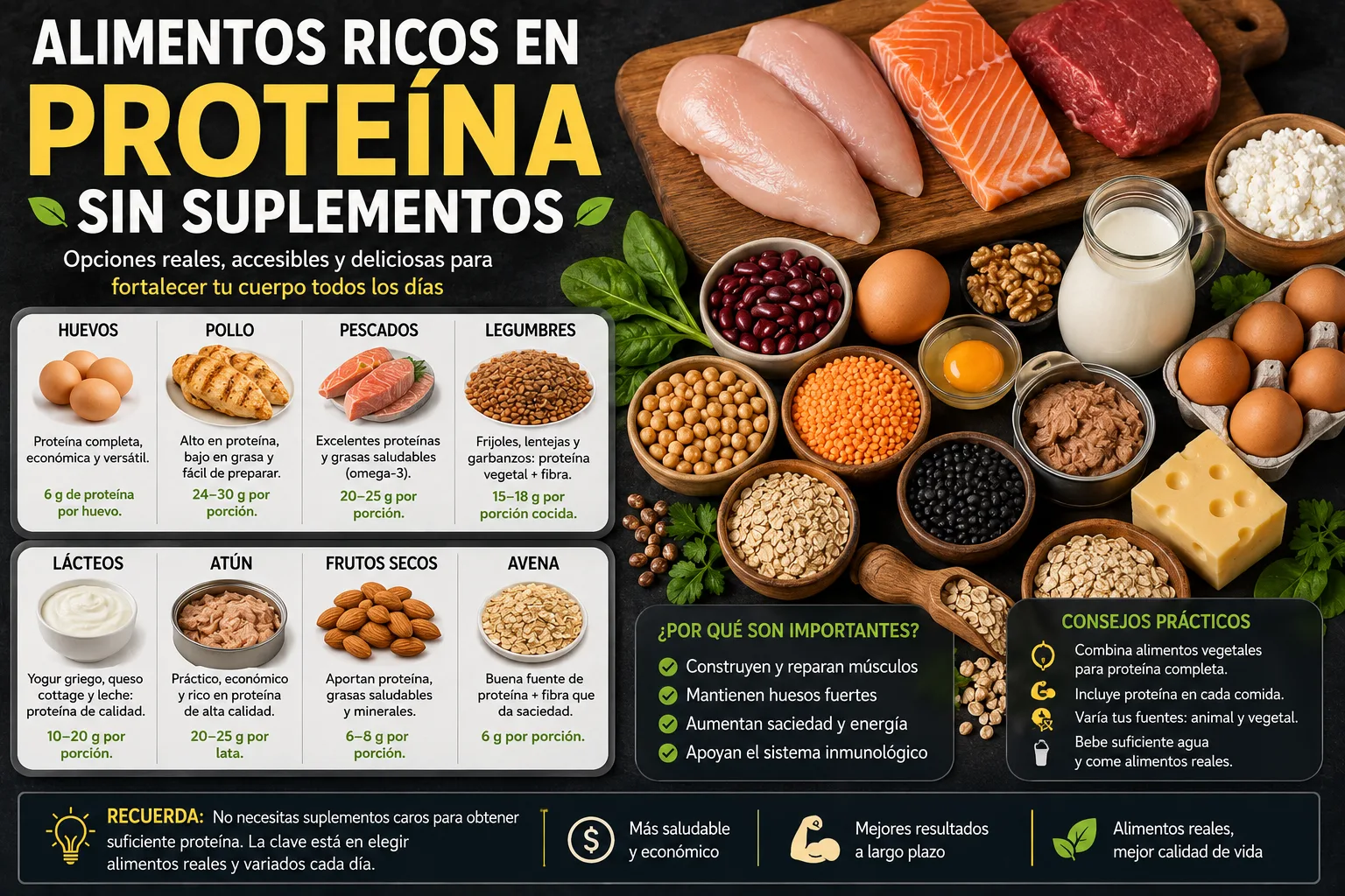 Alimentos ricos en proteína sin suplementos