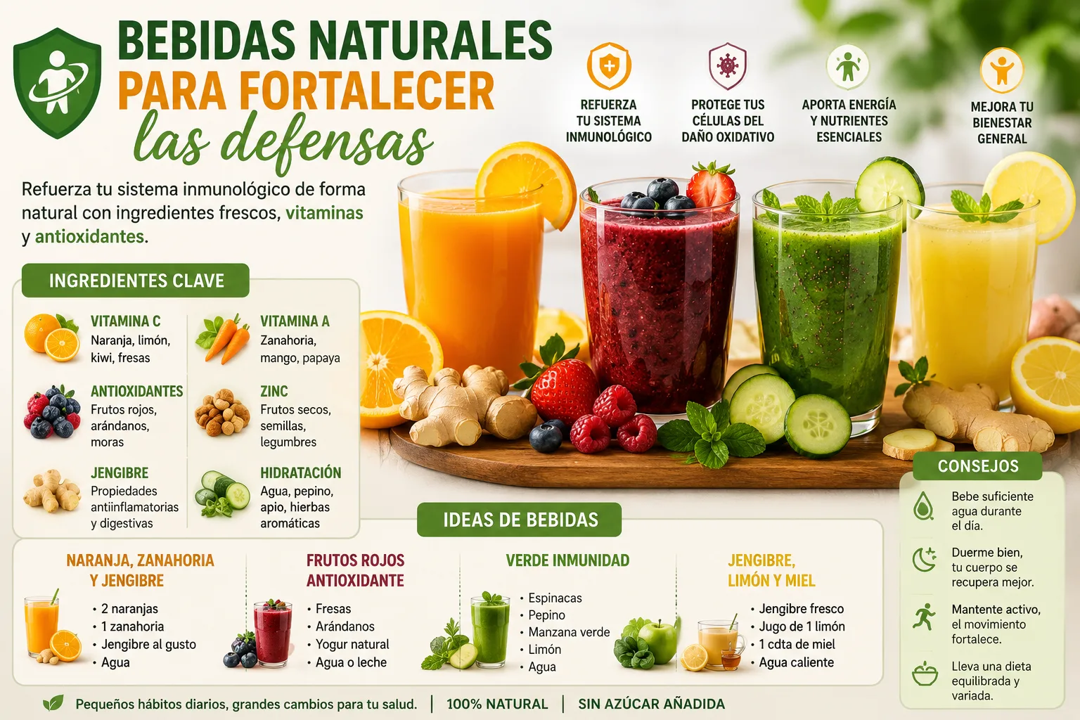 Bebidas para fortalecer las defensas