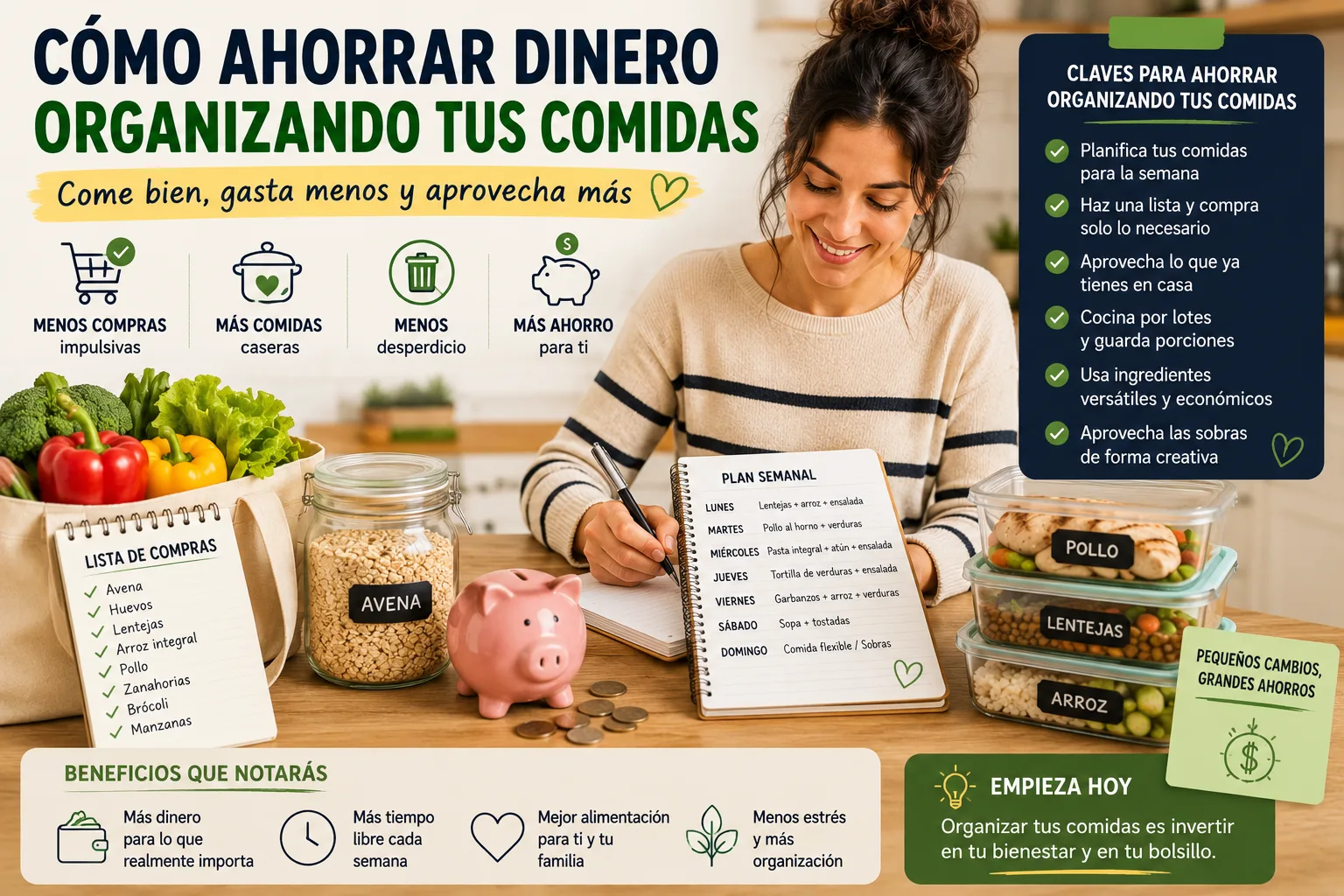 Cómo ahorrar dinero organizando tus comidas: la estrategia más simple para gastar menos sin dejar de comer bien