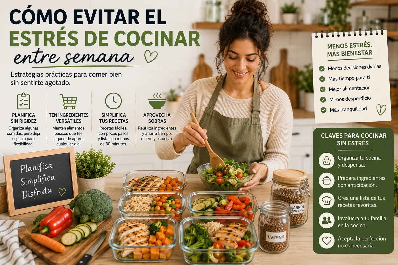 Cómo evitar el estrés de cocinar entre semana