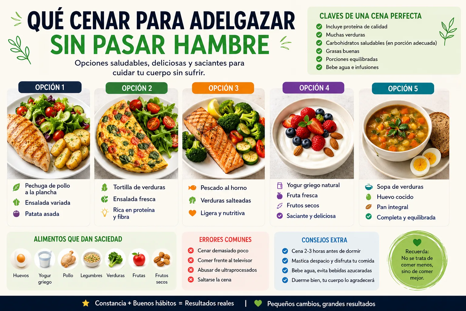 Qué cenar para adelgazar sin pasar hambre